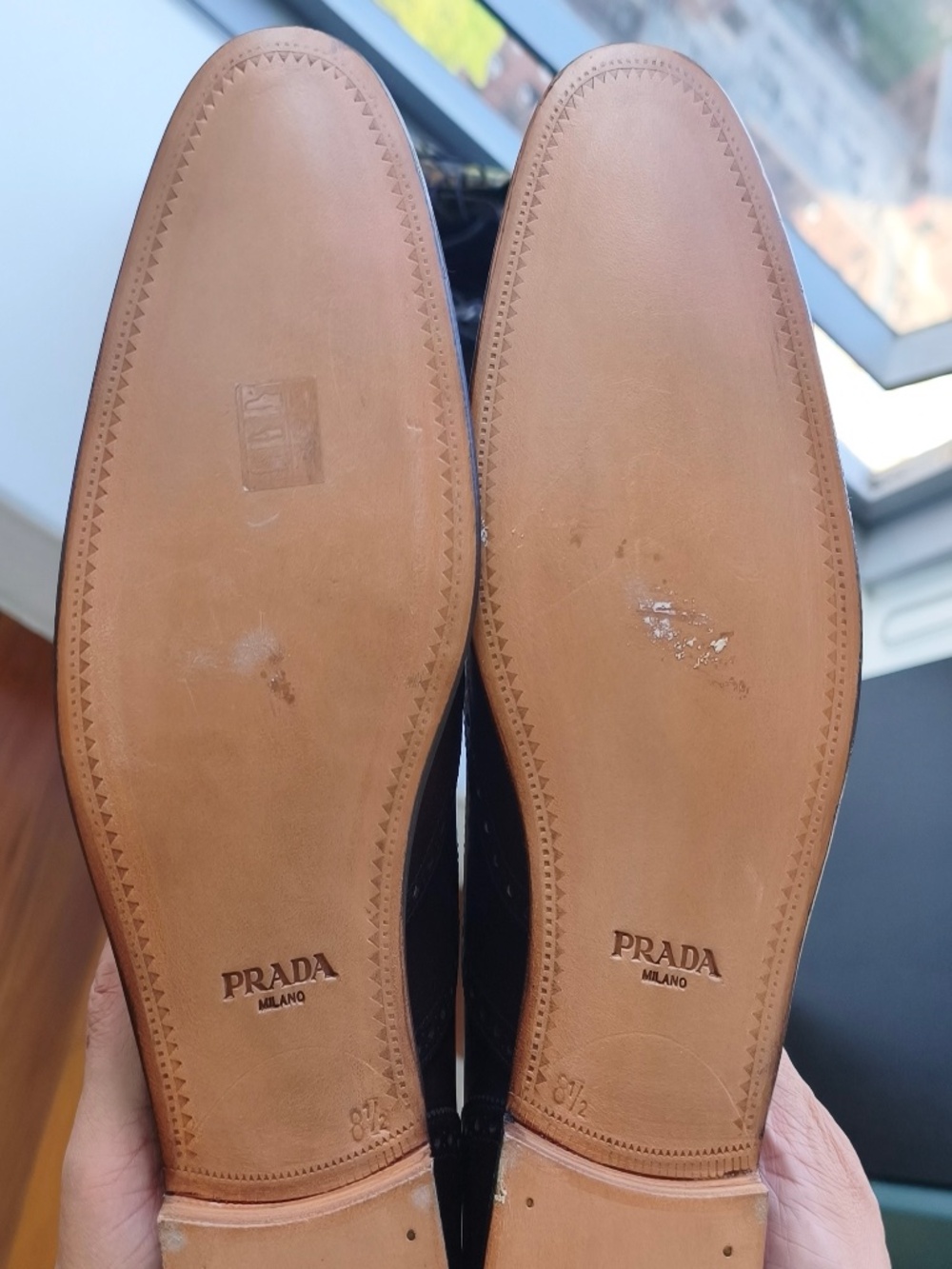 Prada Men's Full Brogue Leather Business Shoes | Brown | US 8.5 - Picture 4 of 6